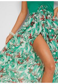 Sukienka plażowa bandeau bonprix zielony miętowy w kwiaty. Okazja: na plażę. Kolor: zielony. Wzór: kwiaty #2