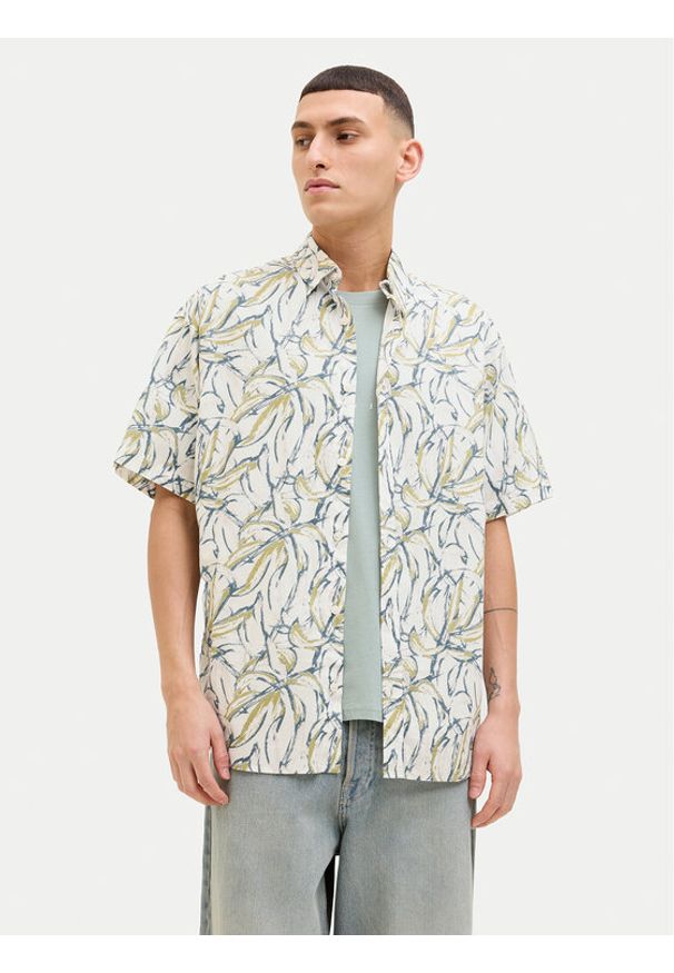 Jack & Jones Koszula Joshua 12271089 Écru Wide Fit. Kolor: kremowy. Materiał: bawełna