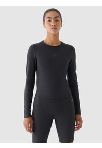 4f - 4F Longsleeve treningowy szybkoschnący damski - szary M. Kolor: szary. Materiał: syntetyk, włókno, dzianina, materiał, elastan, prążkowany. Długość rękawa: długi rękaw. Długość: długie. Wzór: jednolity, prążki. Sport: fitness #1