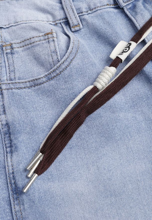 Born2be - Niebieskie Bawełniane Jeansy o Szerokim Kroju z Paskiem Typu Sznurek Arfiera. Okazja: na co dzień. Stan: podwyższony. Kolor: niebieski. Styl: casual, klasyczny