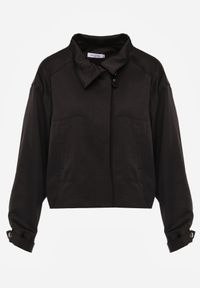 Born2be - Czarna Kurtka Typu Bomberka z Kołnierzykiem i Regulacją przy Mankietach Tellavan. Okazja: na co dzień. Kolor: czarny. Materiał: poliester, jeans. Styl: casual #5