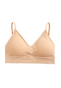 Intica - Braletka prążkowana elastyczna na co dzień Fatlinda. Kolor: beżowy. Materiał: prążkowany. Wzór: prążki