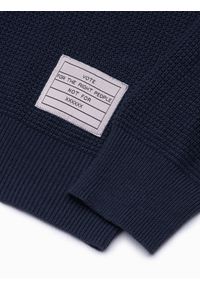 Ombre Clothing - Sweter męski - ciemnoniebieski V1 E185 - XXL. Kolor: niebieski. Materiał: bawełna, akryl. Długość rękawa: długi rękaw. Długość: długie. Wzór: aplikacja. Sezon: jesień, zima #10