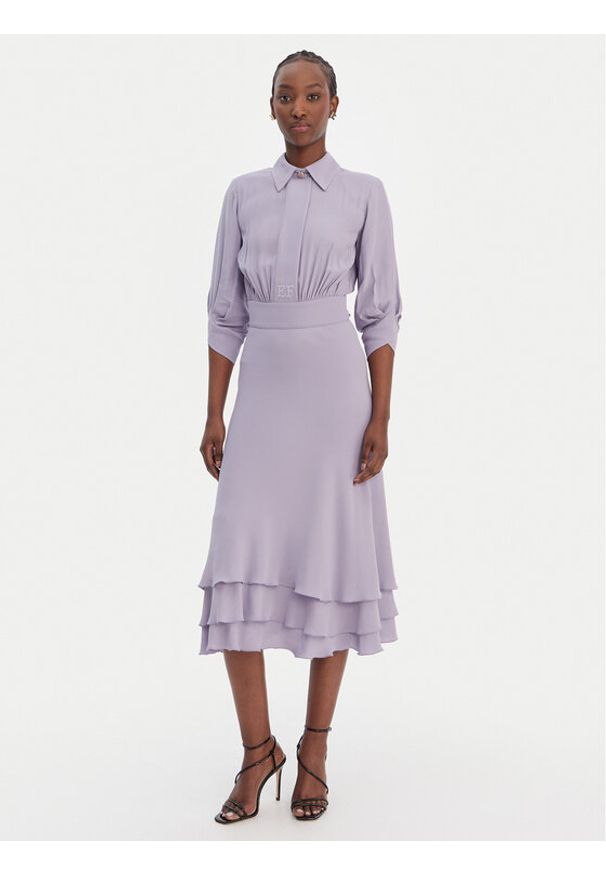 Elisabetta Franchi Sukienka koktajlowa AB-923-61E2 Fioletowy Regular Fit. Kolor: fioletowy. Materiał: wiskoza. Styl: wizytowy