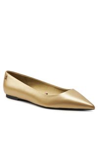 TOMMY HILFIGER - Tommy Hilfiger Baleriny Gold Pointed Ballerina FW0FW07883 Złoty. Kolor: złoty