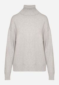 Born2be - Szary Golf z Domieszką Kaszmiru Ozdobiony Przeszyciami Avonella. Okazja: na co dzień. Typ kołnierza: golf. Kolor: szary. Materiał: kaszmir. Wzór: aplikacja. Styl: casual, klasyczny #6