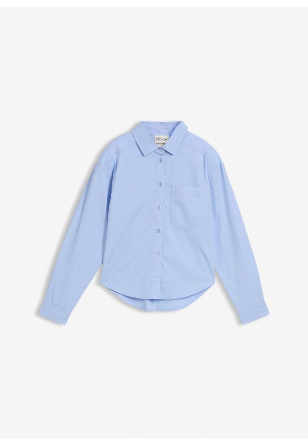 bonprix - Koszula oversize z czystej bawełny. Kolor: niebieski. Materiał: bawełna