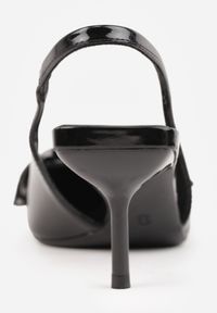 Renee - Czarne Sandały Vices na Szpilce Slingback Ozdobione Kokardą Nilendria. Okazja: na imprezę. Kolor: czarny. Wzór: aplikacja. Sezon: lato. Obcas: na szpilce. Styl: elegancki #2