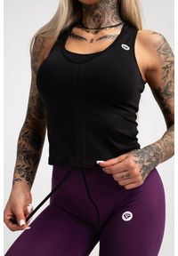 GYM GLAMOUR - Top fitness damski Gym Glamour ściągany. Kolor: czarny. Sport: fitness