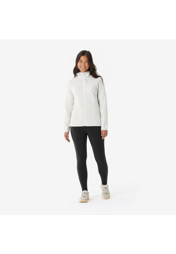 quechua - Polar turystyczny damski Quechua MH500 zamek. Kolor: beżowy. Materiał: polar. Sport: turystyka piesza