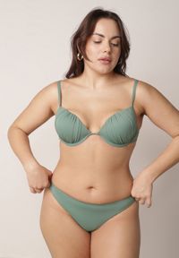 Born2be - Ciemnozielone Bikini Marszczony Biustonosz i Klasyczne Majtki Figi Mhyrera. Kolekcja: plus size. Kolor: zielony #5