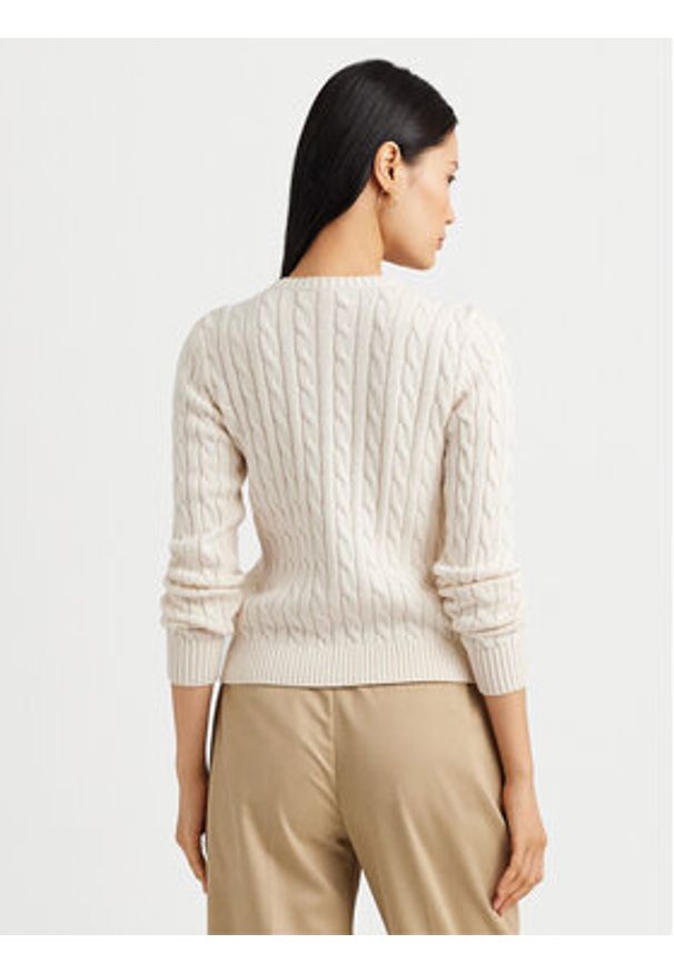 Lauren Ralph Lauren Kardigan 200932225001 Écru Slim Fit. Materiał: bawełna