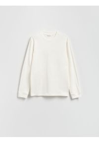 Reserved - Bawełniany longsleeve - złamana biel. Materiał: bawełna. Długość rękawa: długi rękaw