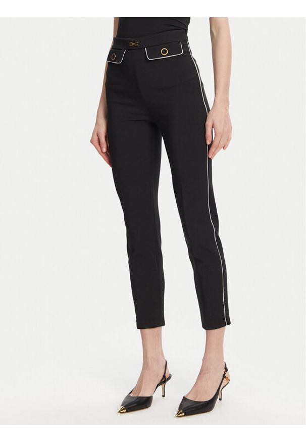 Elisabetta Franchi Spodnie materiałowe PA-T71-51E2 Czarny Regular Fit. Kolor: czarny. Materiał: syntetyk