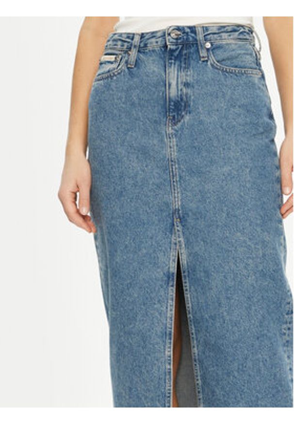 Calvin Klein Jeans Spódnica jeansowa J20J224532 Niebieski Straight Fit. Kolor: niebieski. Materiał: bawełna