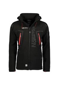 Kurtka treningowa męska Geographical Norway Techno. Typ kołnierza: kaptur. Kolor: czarny. Materiał: syntetyk. Długość: długie. Sport: turystyka piesza