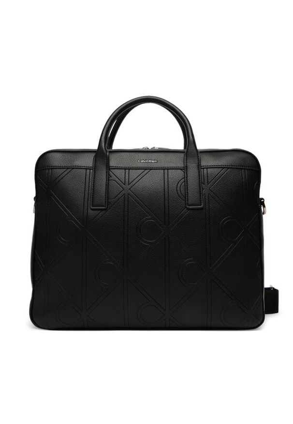 Calvin Klein Torba na laptopa Emblem Aop Emboss Commuter LV04D3329G Czarny. Kolor: czarny. Materiał: skóra