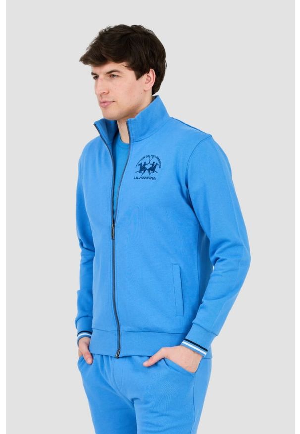 La Martina - LA MARTINA Błękitna męska rozpinana bluza, Rozmiar XL. Kolor: niebieski