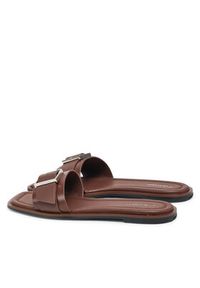 Calvin Klein Klapki Flat Slide W/Buckle - Lth HW0HW02490 Brązowy. Kolor: brązowy. Materiał: skóra