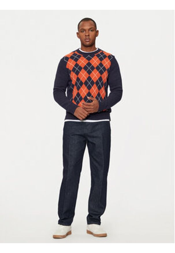 United Colors of Benetton - United Colors Of Benetton Sweter 103MK1088 Granatowy Regular Fit. Kolor: niebieski. Materiał: wełna