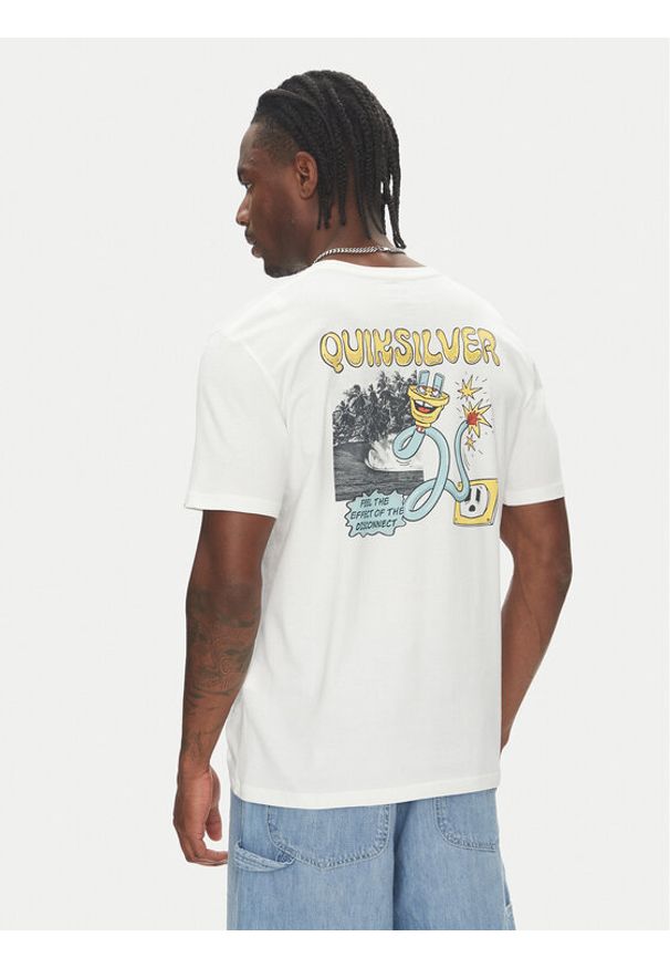 Quiksilver T-Shirt Ev Disconnect Effects EQYZT08049 Biały Regular Fit. Kolor: biały. Materiał: bawełna