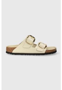 Birkenstock klapki skórzane Arizona damskie kolor beżowy 1026128. Kolor: beżowy. Materiał: skóra #1