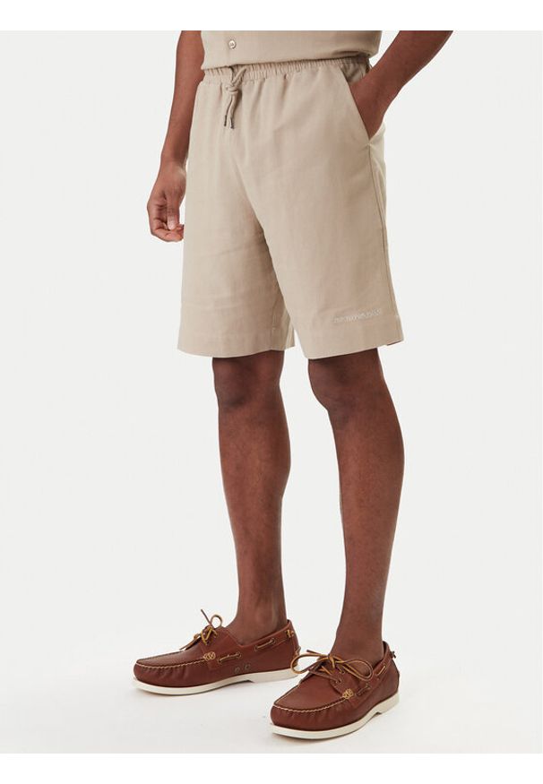 Emporio Armani Szorty materiałowe EM000681 AF20590 U6213 Beżowy Regular Fit. Kolor: beżowy. Materiał: len