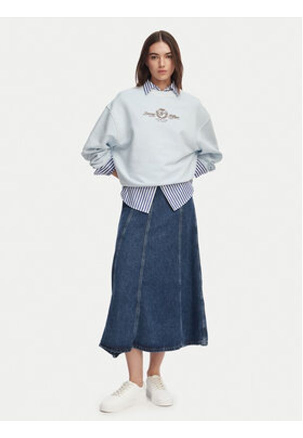 TOMMY HILFIGER - Tommy Hilfiger Bluza Crest Embroidery WW0WW48733 Niebieski jasny Relaxed Fit. Kolor: niebieski. Materiał: bawełna