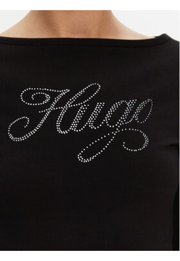 Hugo - HUGO Bluzka 50537227 Czarny Slim Fit. Kolor: czarny. Materiał: bawełna