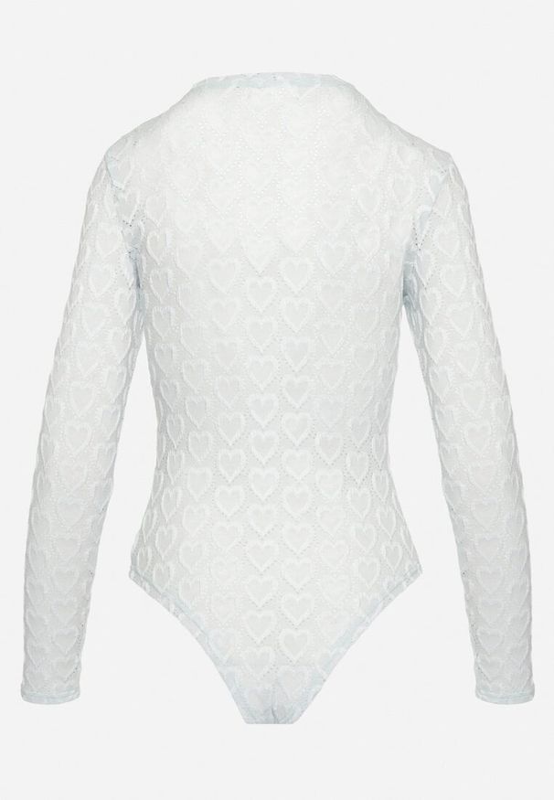 Born2be - Jasnoniebieskie Koronkowe Body z Wiskozą Ozdobione Sercami Danithra. Okazja: na randkę. Kolor: niebieski. Materiał: wiskoza, koronka. Wzór: aplikacja