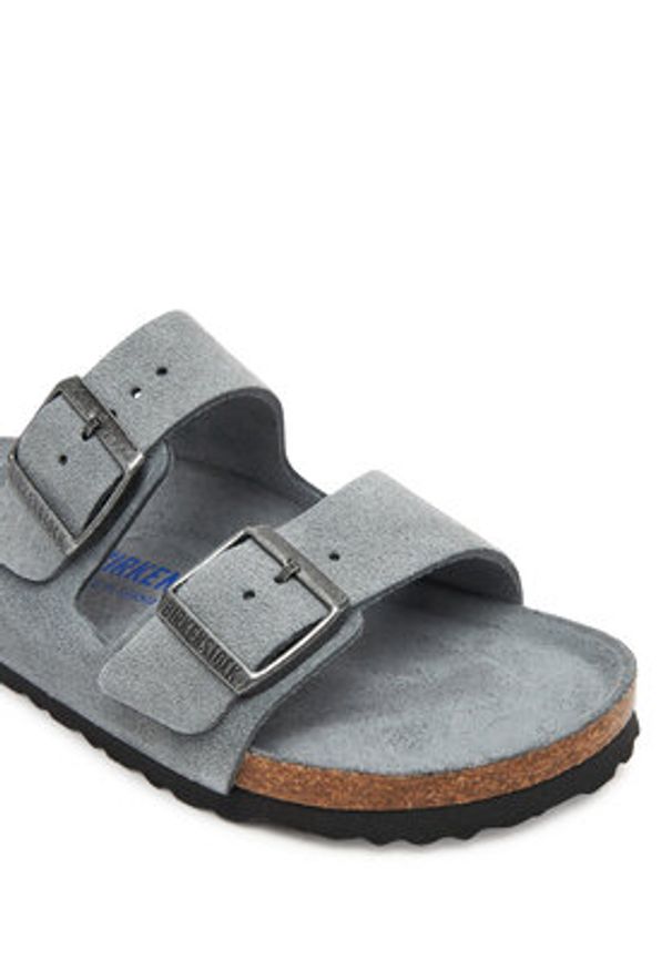 Birkenstock Klapki Arizona Sfb 1030912 Szary. Kolor: szary. Materiał: skóra, zamsz