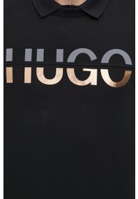 Hugo Bluza 50461620 męska kolor czarny gładka. Okazja: na co dzień. Kolor: czarny. Materiał: poliester, dzianina. Wzór: gładki. Styl: casual #5
