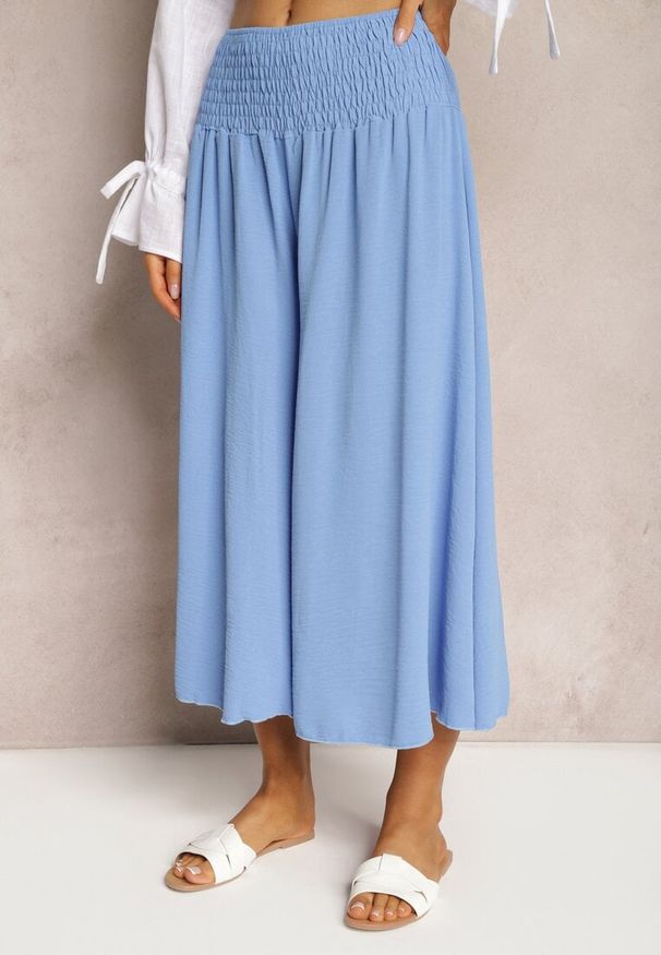 Renee - Niebieskie Spodnie Szerokie Luźne High Waist Inestria. Stan: podwyższony. Kolor: niebieski