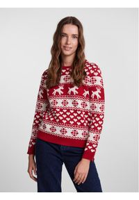 Pieces Sweter 17121018 Czerwony Regular Fit. Kolor: czerwony. Materiał: syntetyk #1