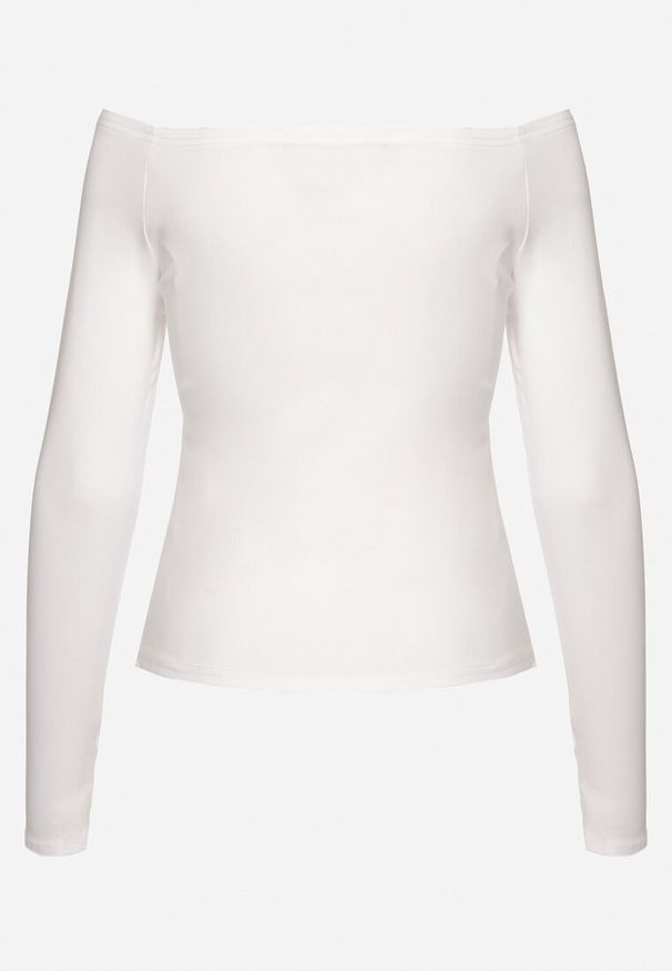 Born2be - Biała Bawełniana Bluzka z Otworem na Kciuk Terwiwi. Kolor: biały. Materiał: bawełna. Długość rękawa: długi rękaw. Długość: długie