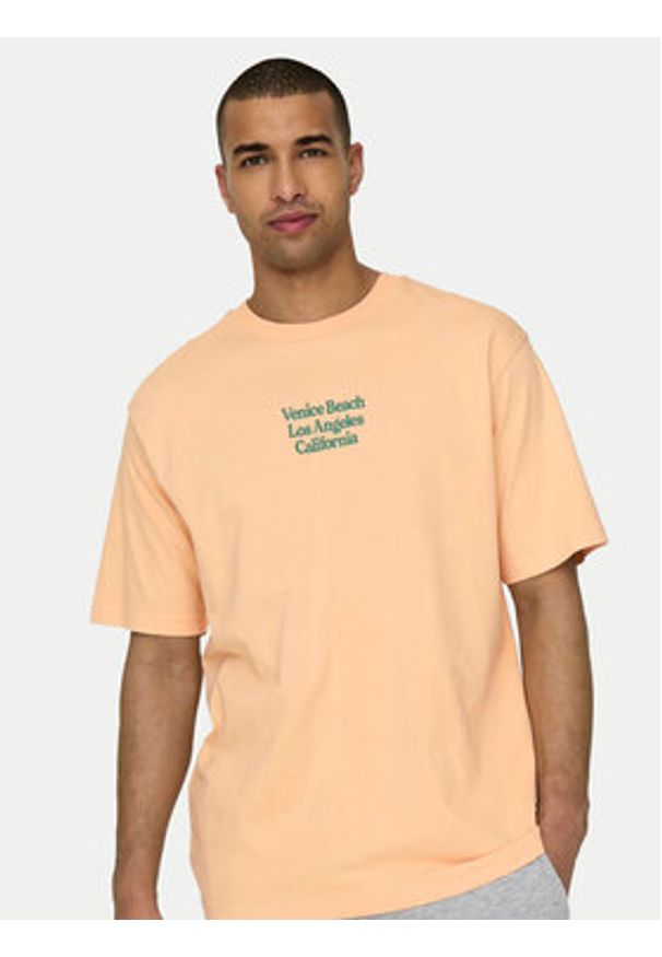 Only & Sons T-Shirt Kenny 22028736 Różowy Relaxed Fit. Kolor: różowy. Materiał: bawełna