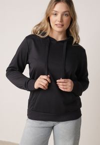 Born2be - Granatowa Bluza Zakładana przez Głowę z Kapturem i Kieszenią Typu Kangur Roveria. Okazja: na co dzień. Typ kołnierza: kaptur. Kolor: niebieski. Materiał: jeans. Styl: casual, klasyczny #7