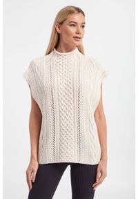 Sweter wełniany JOOP!. Materiał: wełna, prążkowany. Długość rękawa: bez rękawów. Wzór: ze splotem #3
