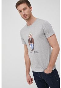 Polo Ralph Lauren T-shirt bawełniany kolor szary melanżowy. Okazja: na co dzień. Typ kołnierza: polo. Kolor: szary. Materiał: bawełna. Wzór: melanż. Styl: casual