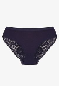 Born2be - Granatowe Majtki Figi Zdobione Koronką Venissella. Kolor: niebieski. Materiał: koronka. Wzór: koronka, aplikacja #1