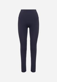 Born2be - Granatowe Klasyczne Legginsy z Wysokim Stanem Melio. Stan: podwyższony. Kolor: niebieski. Materiał: tkanina. Styl: klasyczny #3