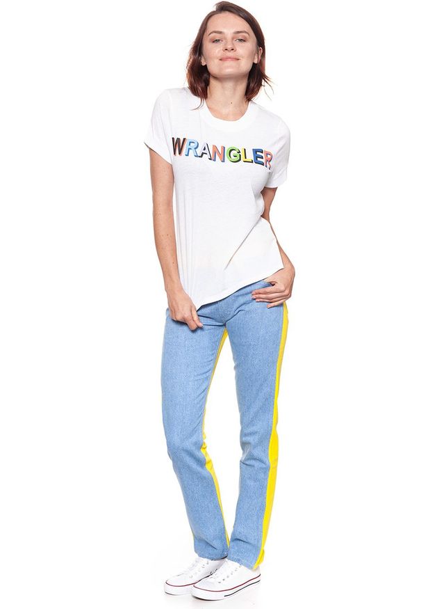 Wrangler - WRANGLER T SHIRT DAMSKI T-SHIRTS 80´S TEE WHITE W7010EV12 112130877. Wzór: nadruk, kolorowy