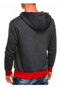 Ombre Clothing - Bluza męska rozpinana z kapturem - grafitowa/czerwona B297 - XXL. Typ kołnierza: kaptur. Kolor: czerwony. Materiał: bawełna, poliester, dzianina #3