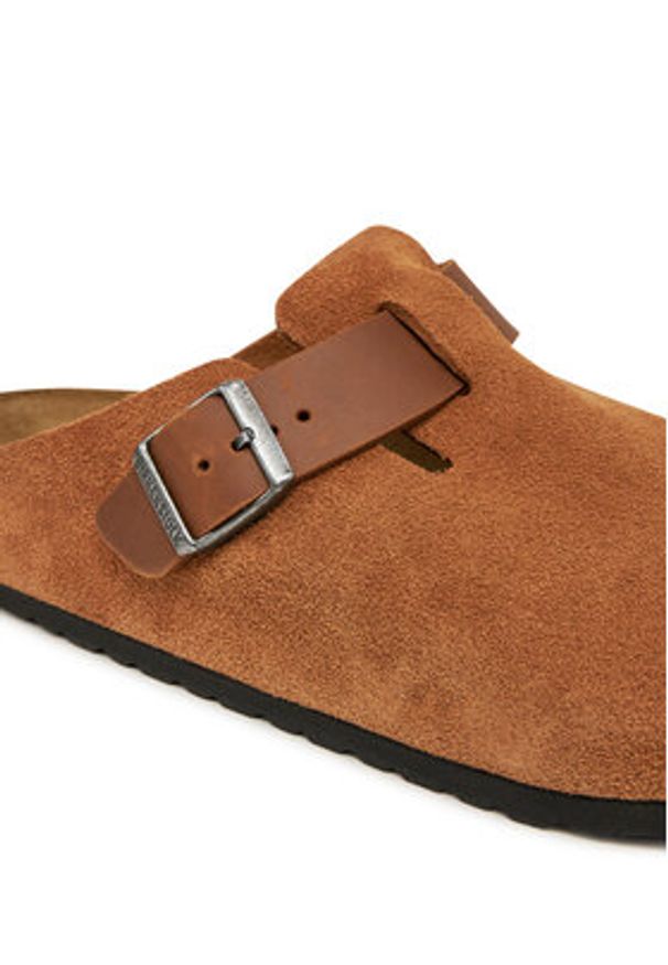 Birkenstock Klapki Boston zamsz 1029185 Brązowy. Kolor: brązowy. Materiał: skóra, zamsz