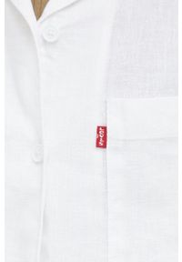 Levi's® - Levi's koszula lniana damska kolor biały relaxed z kołnierzykiem klasycznym. Okazja: na spotkanie biznesowe. Typ kołnierza: kołnierzyk klasyczny. Kolor: biały. Materiał: len. Długość rękawa: krótki rękaw. Długość: krótkie. Styl: klasyczny #4