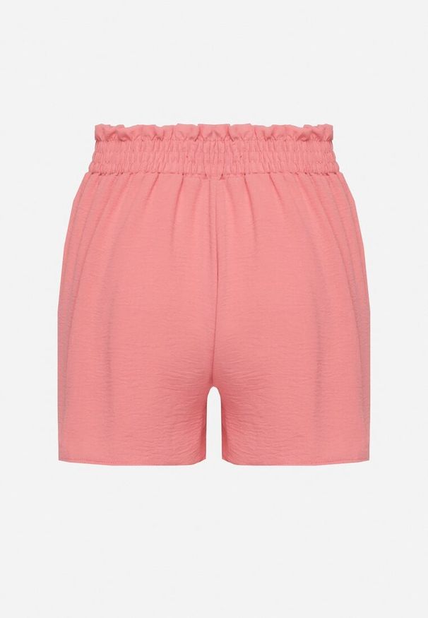 Born2be - Różowe Szorty o Luźnym Kroju Bermudów z Gumką w Pasie i Wysokim Stanem Nitanea. Okazja: na co dzień. Stan: podwyższony. Kolor: różowy. Styl: casual