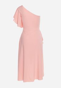 Born2be - Różowa Koktajlowa Sukienka Asymetryczna na Jedno Ramię z Falbankami Vimilora. Typ kołnierza: kołnierz z falbankami. Kolor: różowy. Materiał: materiał. Typ sukienki: asymetryczne. Styl: wizytowy #5