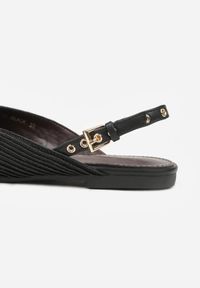 Born2be - Czarne Sandały Ozdobione Plecionką i Aplikacjai Hellia. Okazja: na co dzień. Zapięcie: sprzączka. Kolor: czarny. Materiał: jeans. Wzór: aplikacja. Sezon: lato. Styl: klasyczny, casual, elegancki #8