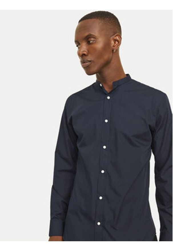 Jack & Jones Koszula Joe 12205921 Granatowy Slim Fit. Kolor: niebieski. Materiał: syntetyk, bawełna