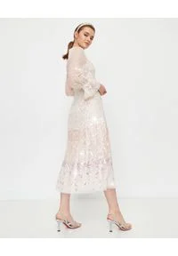 NEEDLE & THREAD - Sukienka z cekinami Ballerina. Kolor: beżowy. Materiał: tiul, koronka. Wzór: koronka. Długość: midi #4
